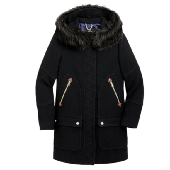 NWT JCrew Chateau Parka Jacket Coat Womens 2 Black Hooded Stadium Cloth NEW - Picture 12 of 12
